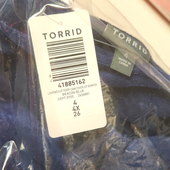 ❤️NWT VINTAGE TORRID ROMPER SWIM COVER -  SLEEVELESS TERRY POCKETS - SHORTS PLUS - Picture 9 of 14